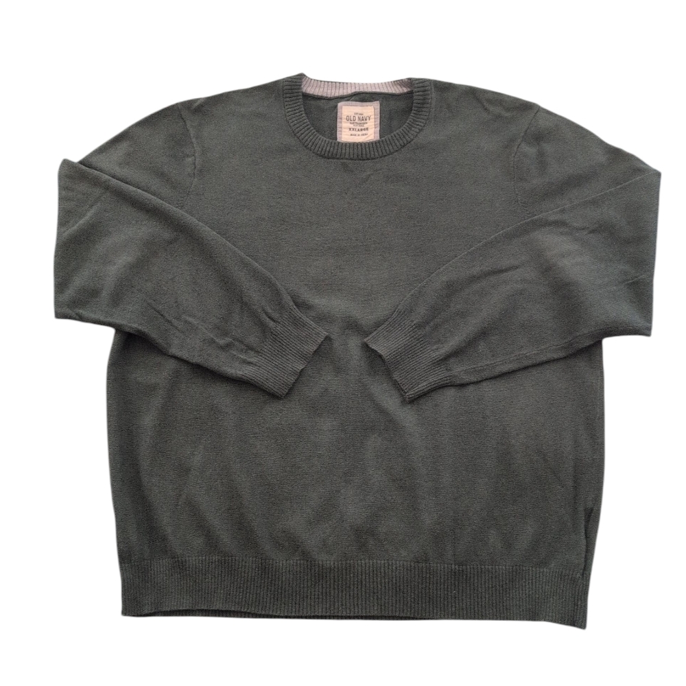 Old Navy Sweater Men's XXL Spruce Green Cotton/Cashmere Crew Preppy Classic‎